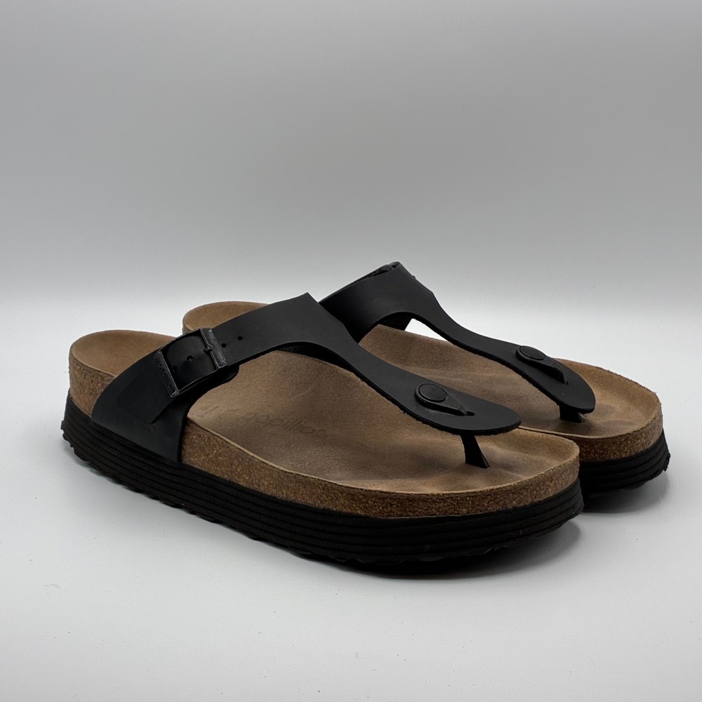 Birkenstock Sandals Women 41 Black Papillio Gizeh Vegan Platform Thong Sandals